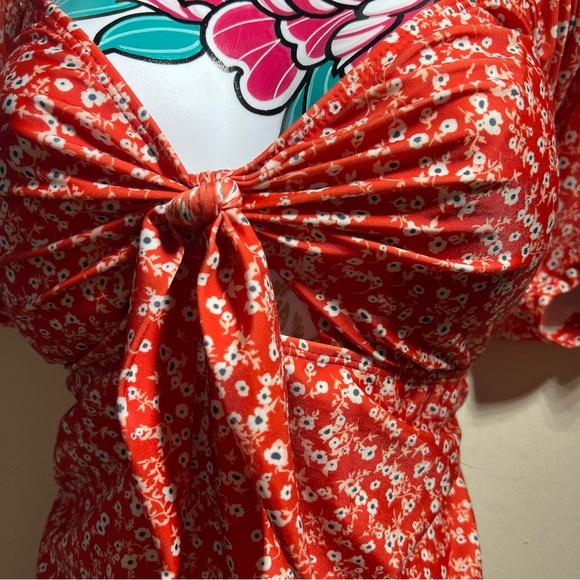 Orange Floral One Piece Swim Suit - Picture 3 of 4